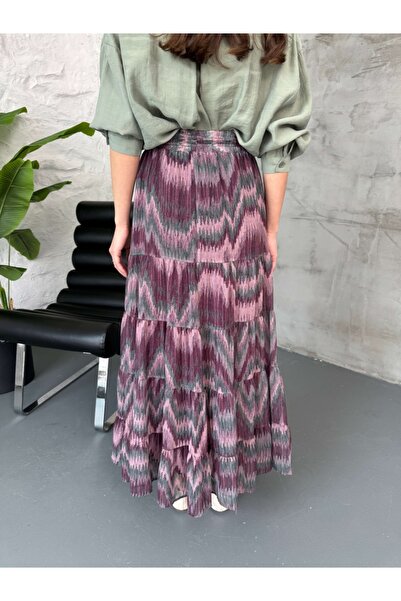 Elif Özbey Butik Pudra Etnik Desenli Etek