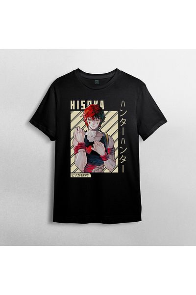 Pixxa Unisex βαμβακερό μπλουζάκι με λαιμόκοψη, 100% Hisoka Model, Number 4