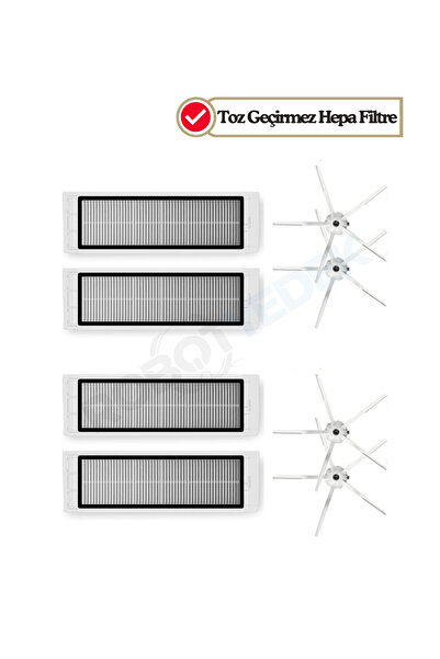 robotyedek Roborock S5 Max White - Συμβατό ανταλλακτικό φίλτρο Hepa και πλαϊνή βούρτσα 8 τεμαχίων