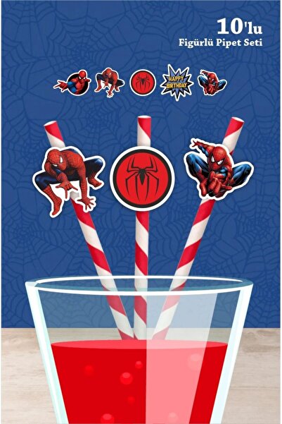 neşeli günlerim Set de paie cu 10 figuri pentru ziua de naștere tematică Spid...