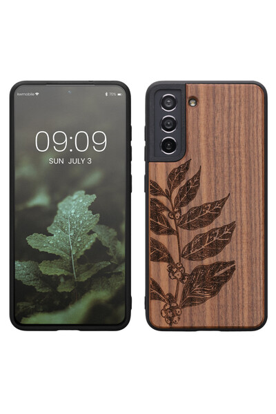 KWmobile Калъф за Samsung Galaxy S21 FE, Дървен, Кафяв, 56172.05