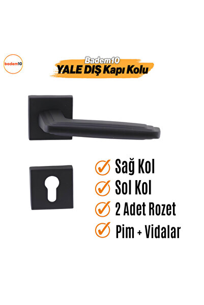 Badem10 (1 SET) Mâner de ușă exterior Cloud Yale cu blocare cu insignă pătrată neagră, potrivit pentru mânerul ușii din dreapta stânga