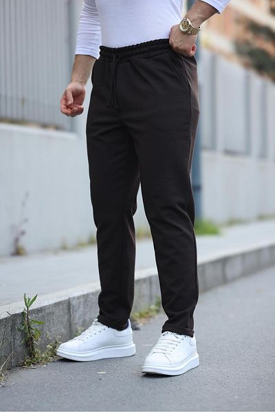 Miron Ανδρικό παντελόνι Jogger σε καφέ ελαστική μέση-2513