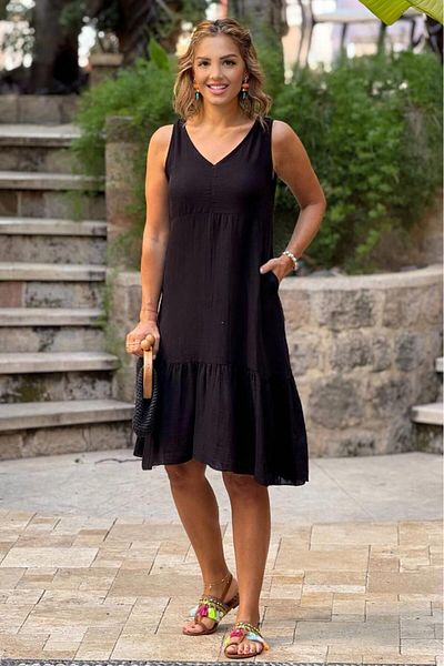 Nevin Kaya Moda Rochie de muselină cu bretele negre