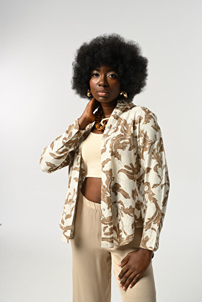 Orfeo Negro ЖІНОЧА КРЕМОВА СОРОЧКА З ВІЗЕРУНКОМ