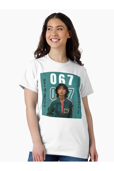 VİZYON İKRA Squid Game 067 Kang Sae Byeok Front Printed Unisex T-Shirt/T-Shirt - All Age Groups