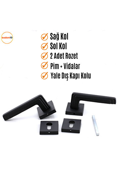 Badem10 (1 SET) Mâner de ușă exterior Cloud Yale cu blocare cu insignă pătrată neagră, potrivit pentru mânerul ușii din dreapta stânga