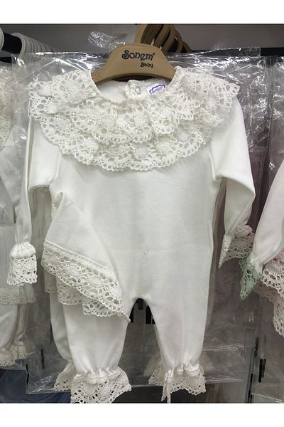 SONEM BABY Combed Cotton Wide Scallop Jumpsuit Hood 2 Pieces