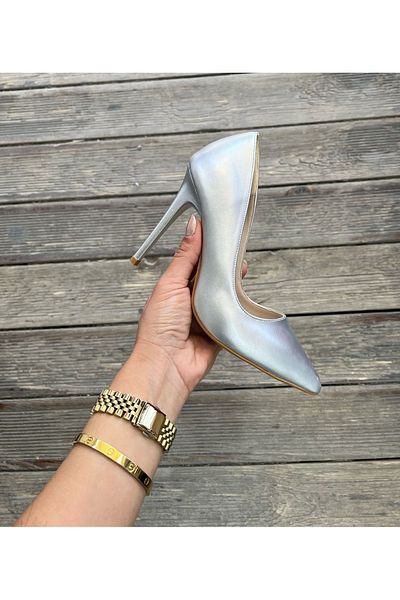 sweet girl Women's Lame Silver Matte Thin High Nail Heels 9-10 Pointed Toe Casual Stiletto Heels