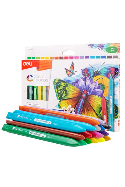 Deli Plastic Crayon 18 COLORS EC20010