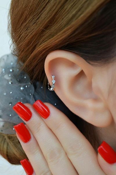 Sacce Scarves&Accessories Stoned Row Mini Heart Ring Tragus Helix Kikırdak Piercing Forward Helix