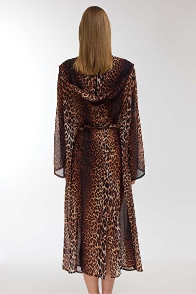 AYYILDIZ 4809 Brown Leopard Beach Dress