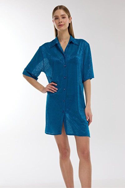AYYILDIZ Ayyıldız 4805 Petrol Blue Beach Dress