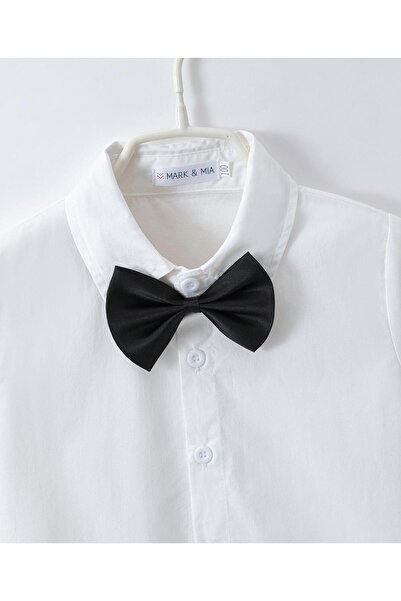 Mark & Mia Mark & Mia Party Suit With Bow & Striped Suspender - White & Cream