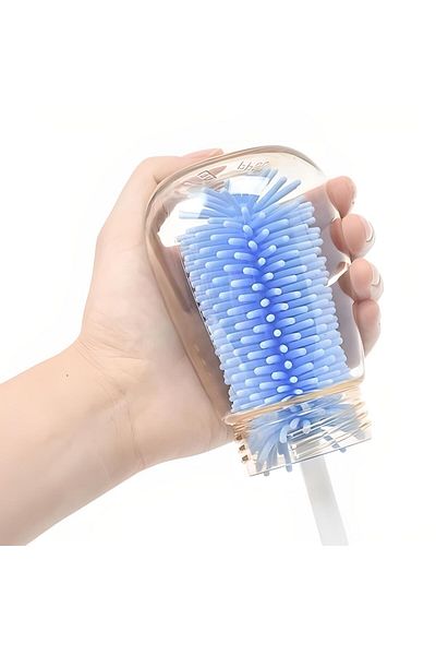 MBB ETİCARET Sturdy Jar, Cup, Bottle and Baby Bottle Cleaning Brush with Silicone Tip and Extra Soft Bristles