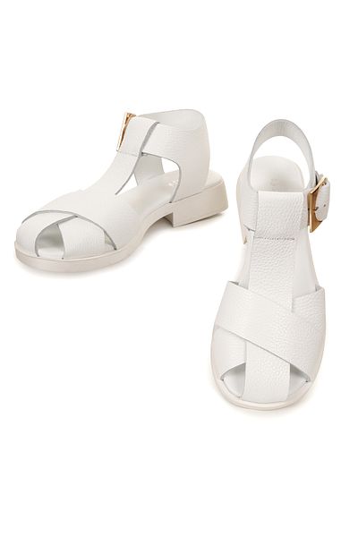 Eray Women's White Closed Front Genuine Leather Sandals