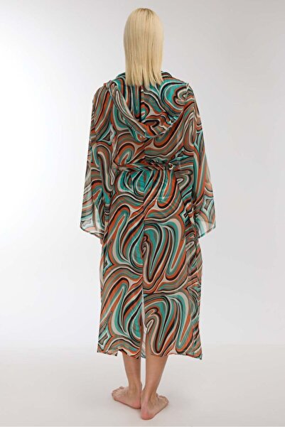 AYYILDIZ 4809 Green Patterned Beach Dress
