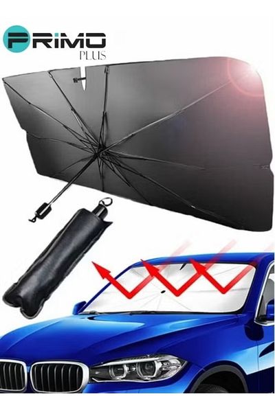 Primo Plus Car Umbrella Foldable, for Car Front Window Blocks UV Rays Heat Keep Cool