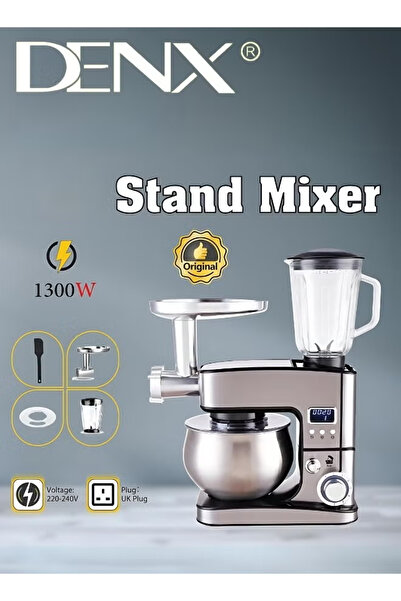 Denx 3-in-1 Electric Stand Mixer, Food Processor, And Meat Grinder With 5L Capacity, 1300 Watts DX2047