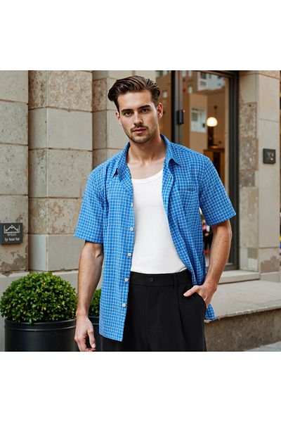 Lee Cooper Lee Cooper Regular Fit Checked Collared Shirt with Chest Pocket
