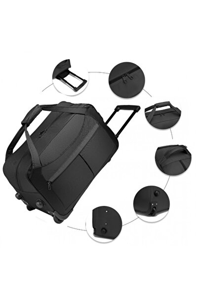 OEM Geanta troler pliabila KONO EQ2235BK, poliester, Negru, usoara, practica si rezistenta