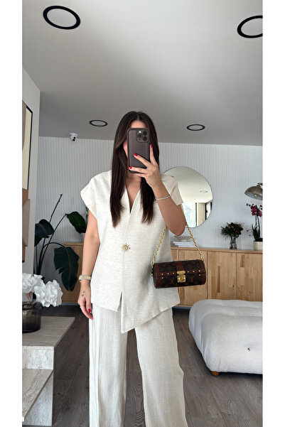 My Blog Természetes 100% pamut napfény mellény nadrágkosztüm - 8647