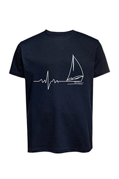 Baran Işık Tricou unisex cu imprimeu nautic Heartbeat, din bumbac pieptănat, ...