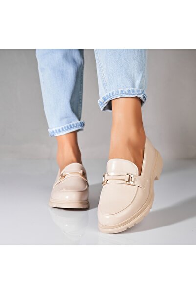 Joana Γυναικεία casual παπούτσια μπεζ από οικολογικό δέρμα Caylan