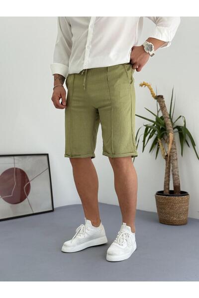 ROBERTO BORNOVA Ανδρικό λινό σορτς με ελαστική μέση ριγέ Kp