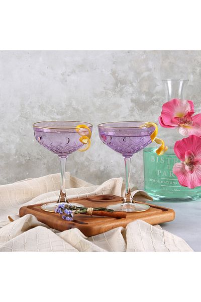 ADAMODART Lilac Deği Supported Coupe Cocktail Glass & Goblet Set of 2