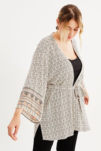 MYLİNE Kimono with Patterned Belt Detail