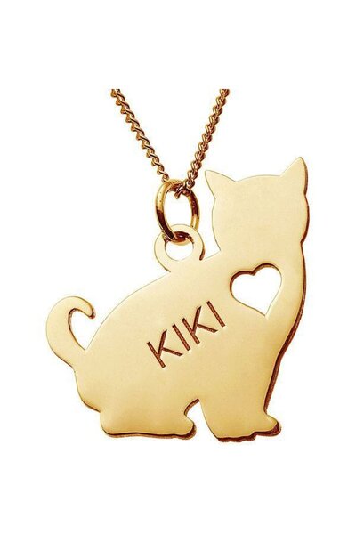 KEDİLİ İSİM KOLYE GÜMÜŞ KİŞİYE ÖZEL