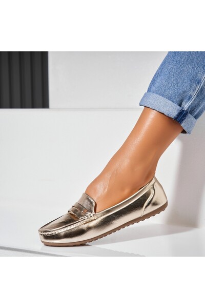 Joana Pantofi dama casual Auriu din Piele Ecologica Jaxel