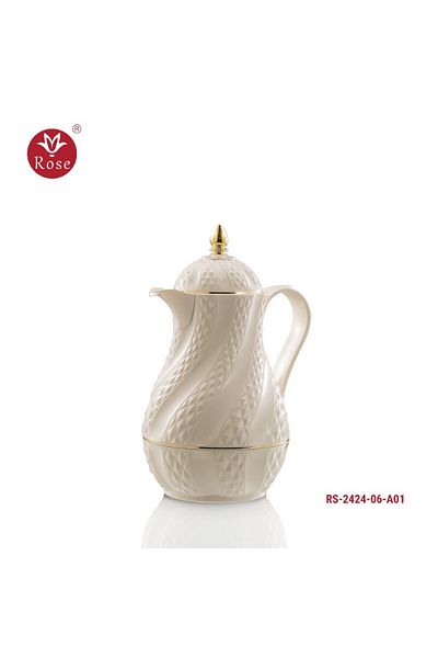 Rose Rs-2424-Tea and coffee thermos set consisting of 2 thermoses, rose, 1 liter and 1.5 liter capacity, white