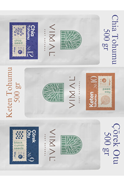 VIMAL Chia Tohumu 500 gr Çörek Otu Tohumu 500 gr Keten Tohumu 500 gr Avantajl...