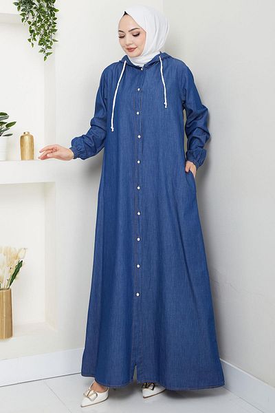 hafsamina Τζιν με κουμπιά με όλο το μήκος, Ferace Dark Blue (HM2715)