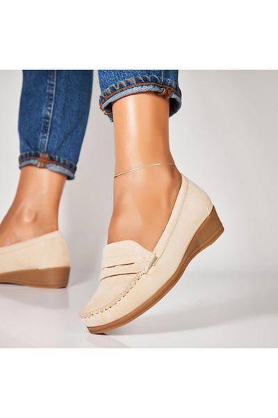 Joana Women's Casual Beige Shoes Made of Eco-Suede Leather Liesl