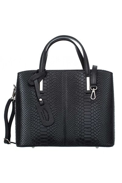 OEM Geanta dama Rara, Vezze, Piele naturala, De mana, Negru