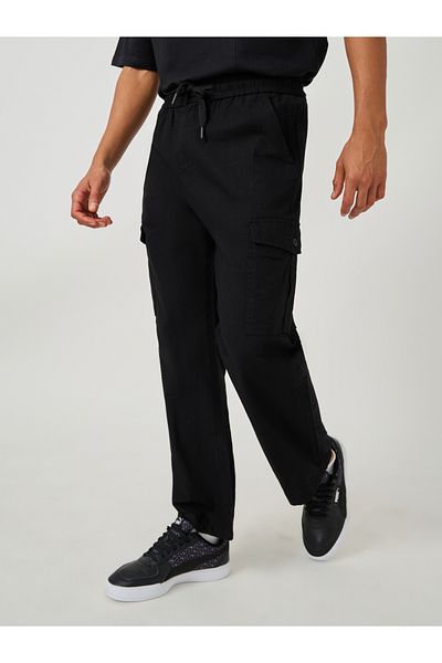 Fort Collins By Styli Solid Cotton Straight Leg Cargo Pants