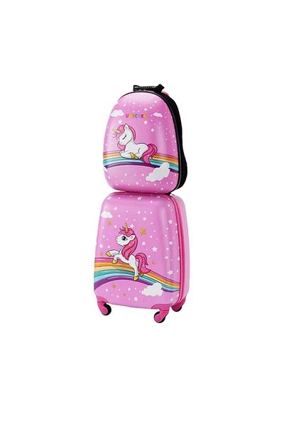 OEM Set 2 buc: Troler cabina + Rucsac copii 47/37 cm, model Unicorn and Stars, Seretec TR-00125