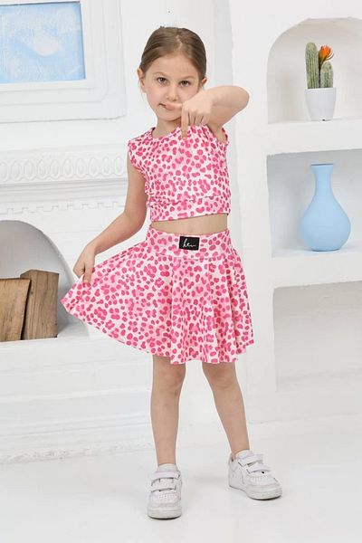 SANTRALBEBE Girl's Crop Top Shorts and Skirt Suit