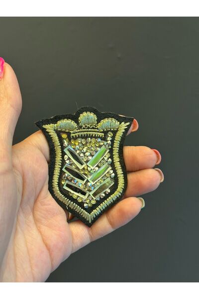 Gönülden Tasarım ÜTÜ İLE YAPIŞAN TAŞ İŞLEME ARMA DİKİŞ APLİKE 6X5 CM Sarı