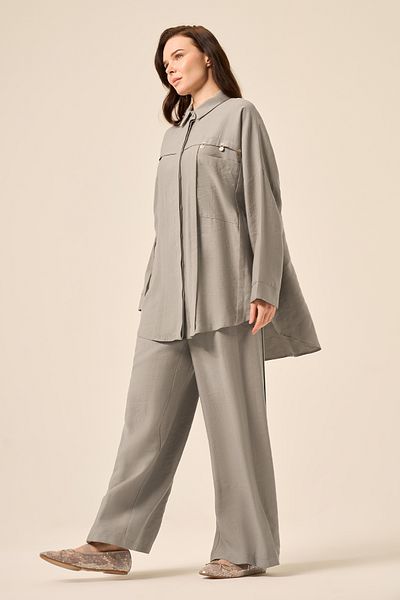 Ceremony Silver Money Embroidered Top Bag Pocket Pants Pasion Suit 5905 Gray