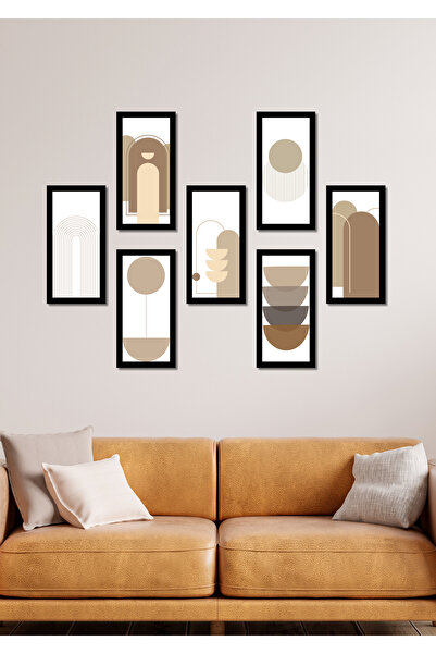 NT Handmade 7 Pieces 20 X 10 Bohemian Patterns Wall Decor Painting Set for Salon Living Bedroom Kitchen