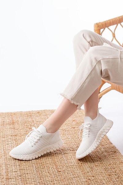 Aymood DM-501 Pantofi sport casual cu talpă Failon cu șireturi albe