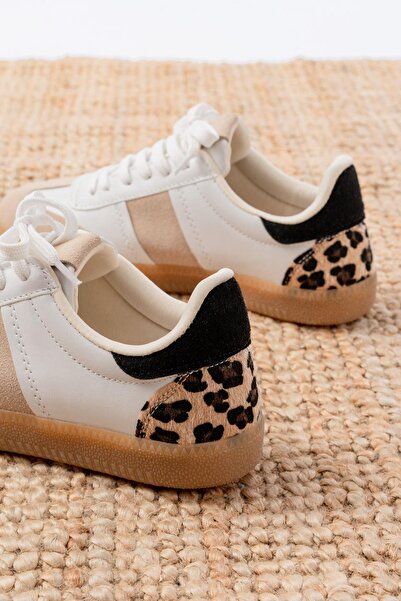 Aymood Λευκό Garni Leopard Pattern Thermo Sole M-6006 Γυναικείο καθημερινό σπορ