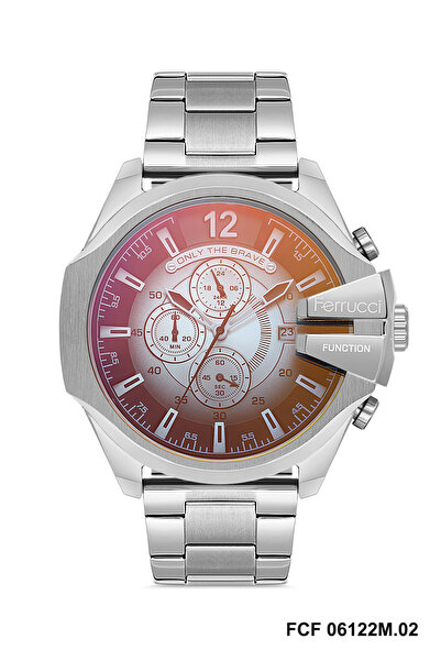 Ferrucci FERRUCCİ RENKLİ CAM GÜMÜŞ FUNCTİON METAL ERKEK KOL SAATİ