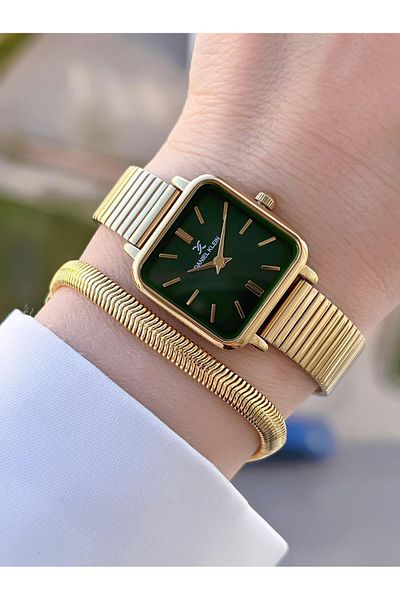 Daniel Klein Angular Case Steel Cord 2 Years Warranty 3 Atm Women's Wristwatch + Bracelet Bdk.10835.5