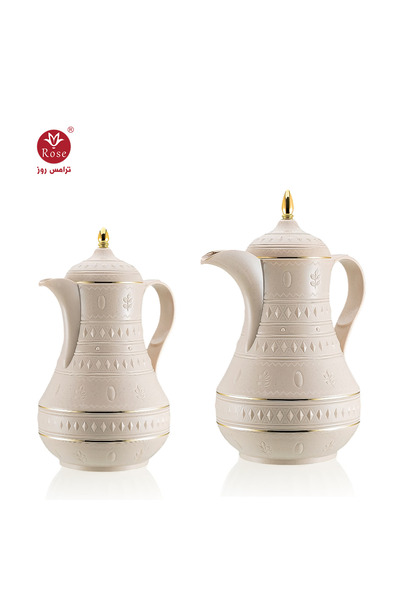 Rose Rs-712-طقم ترمس شاي وقهوة مكون من 2 ترمس روز سعة 1 لتر قهوة و 0.6 لتر شاي
