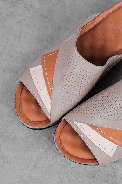 Lal Shoes & Bags Дамски чехли Tasra от естествена кожа с цветни детайли и висока подметка - VISION